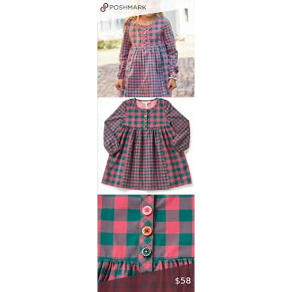 NWT Matilda Jane Plaid to See You Pink Purple Green Long Sleeve Dress size 6 - Picture 11 of 12